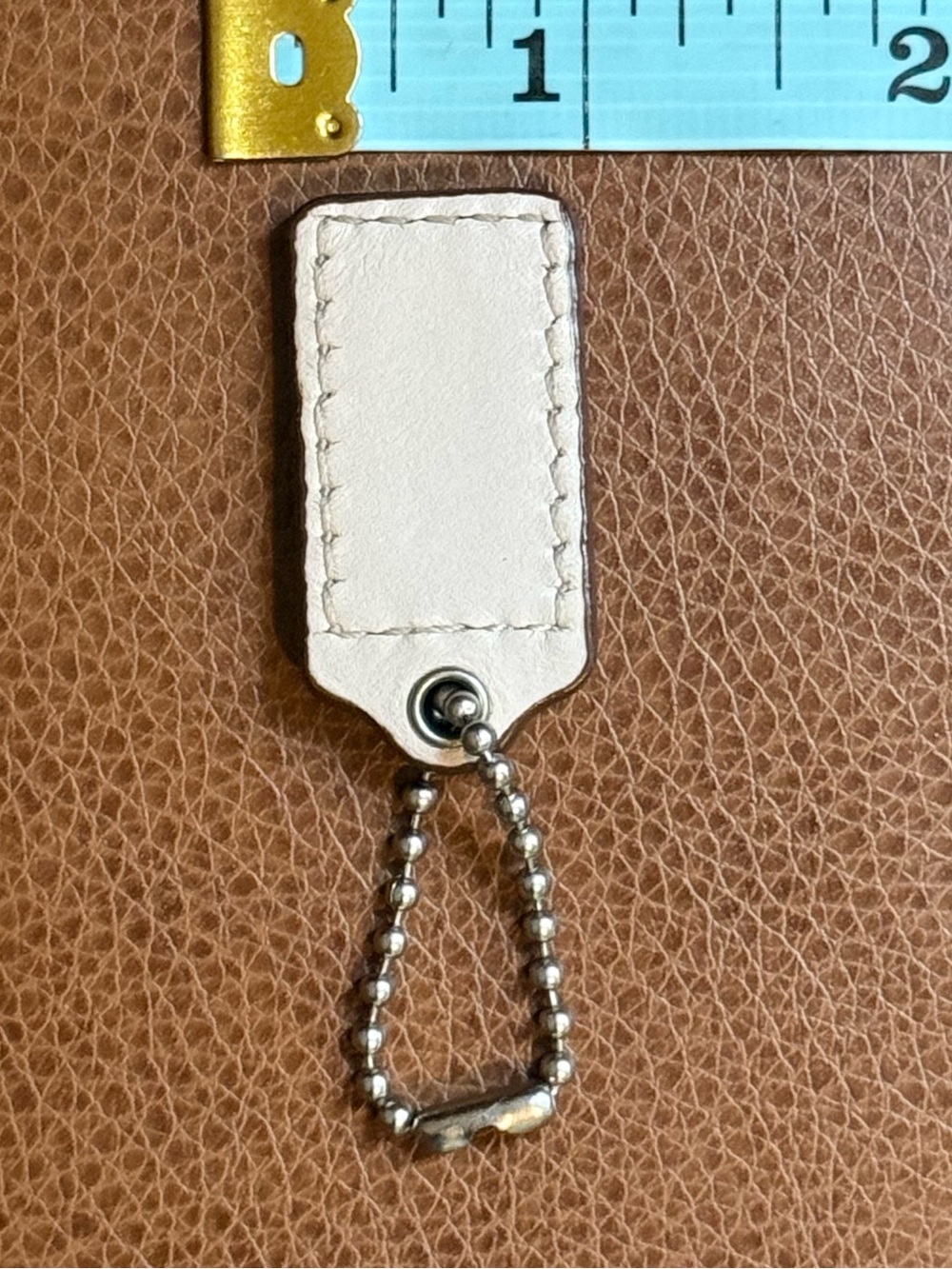 Vintage Coach Leather Keychain Hangtag Charm in Iridescent Pearl Color - Picture 2 of 2